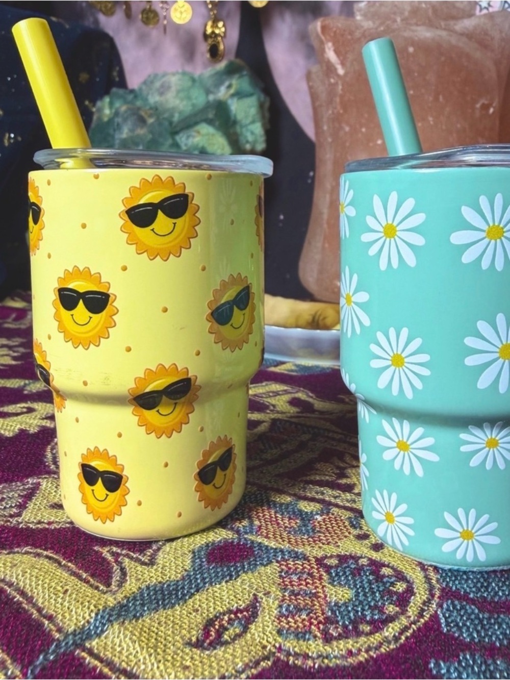 Set Of Two Mini 3 Inch Tumbler Straw Cups